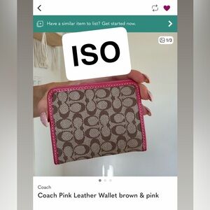 Im in Search Of Coach Brown and Pink Signature Wallet Card Holder Picture Holder
